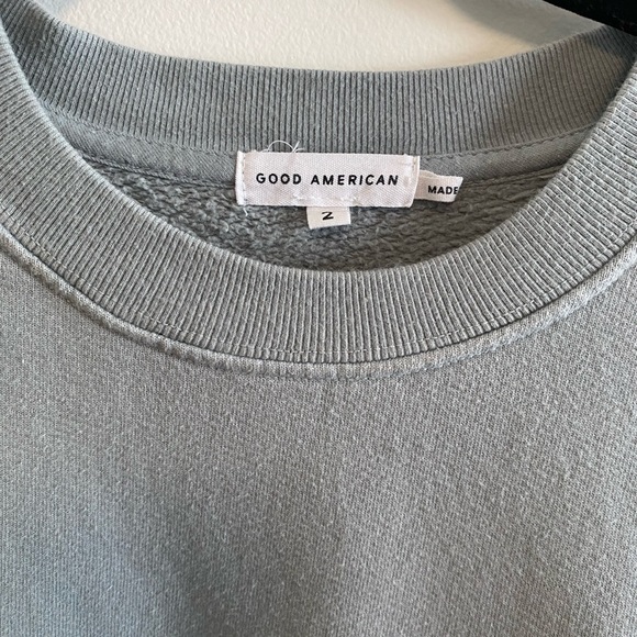 Good American Essentials Boyfriend Sweatshirt in Grey Green - Picture 4 of 4